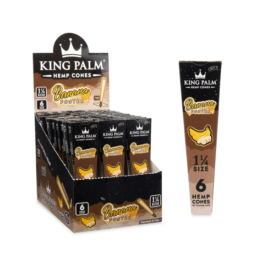 King Palm Hemp Cones 1 1/4th Banana Faster Pack 6