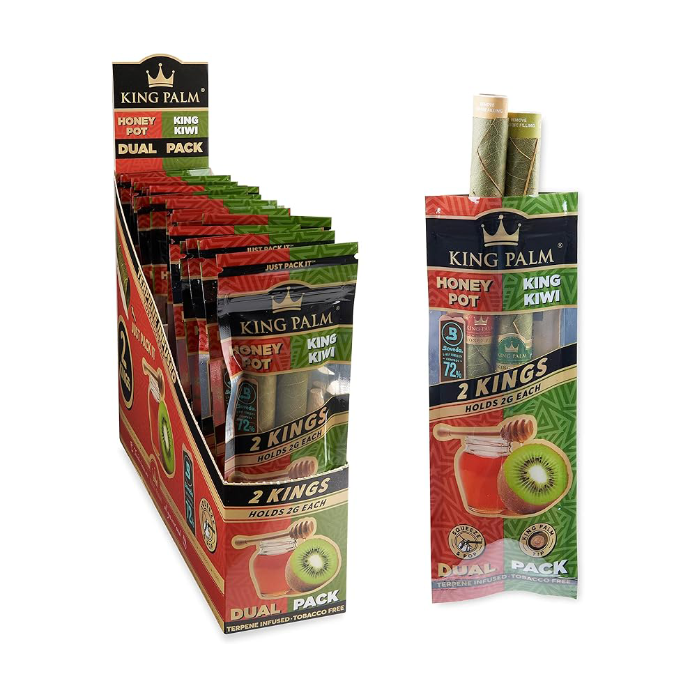 King Palm Dual Pack Rolls Honey & Kiwi