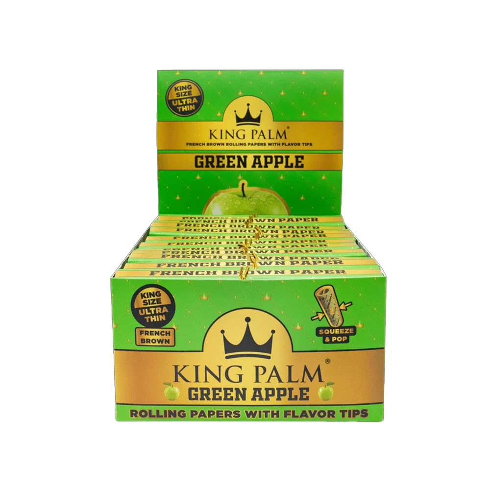 Clearance King Palm King Size Paper with Flavoured Green Apple Tips 24 pack