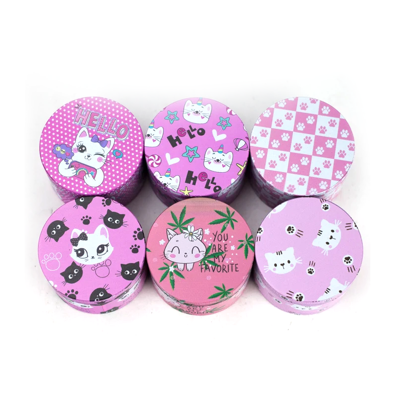 4-Layer Kitty Design Metal Herb Grinder (Box of 6)