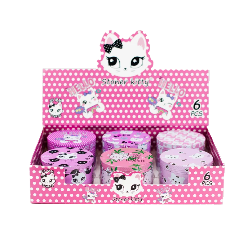 4-Layer Kitty Design Metal Herb Grinder (Box of 6)