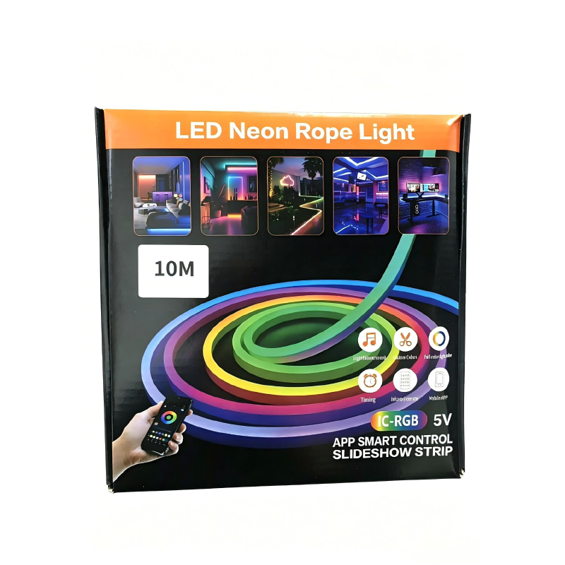 10M RGB LED Neon Rope Light – Smart App Controlled Flexible Neon Strip | USB 5V Ambient Lighting SS-7643