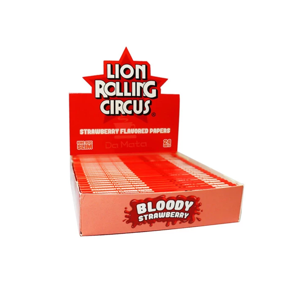 Lion Rolling Circus Bloody Strawberry Flavored King Size Rolling Paper 24 pack