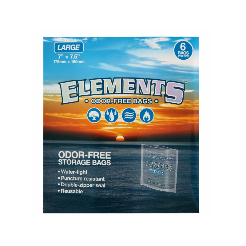 New Elements Odour/Smell-Free Storage Bags Sacks LARGE 7" x 7.5" – 6 Bags Per Box
