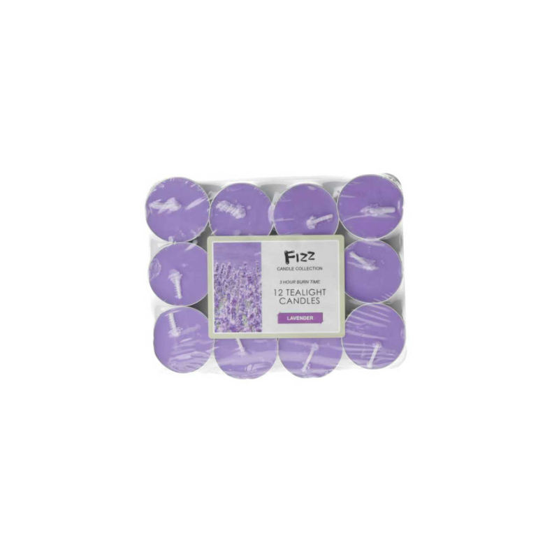 Fizz Tealight Candles Lavender 12 Hour Burn Time 12 candles x 1