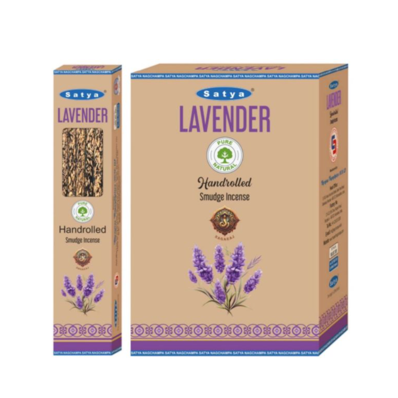Satya Lavender Handrolled Smudge Incense Sticks, 9 Sticks x 12 Boxes