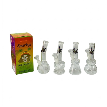 20cm Leaf Design Glass Bong (SM-2409) x 1