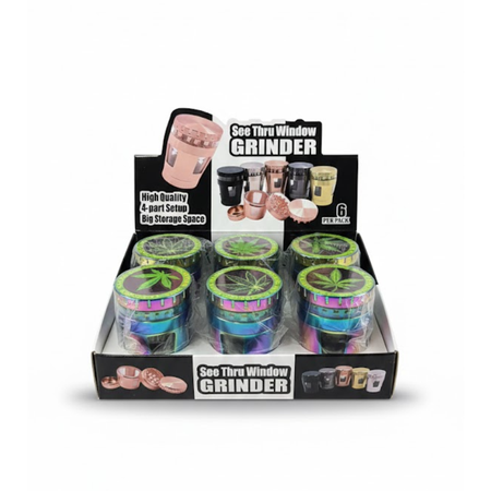 See Thru Window Grinder – High Quality 4 Part | Big Storage | 6 Pack