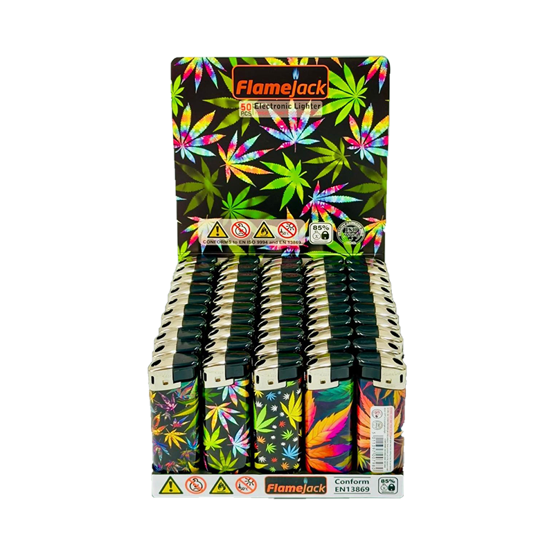 Flamejack Electronic Refillable Lighter Leaf Design 50pcs SM-0798