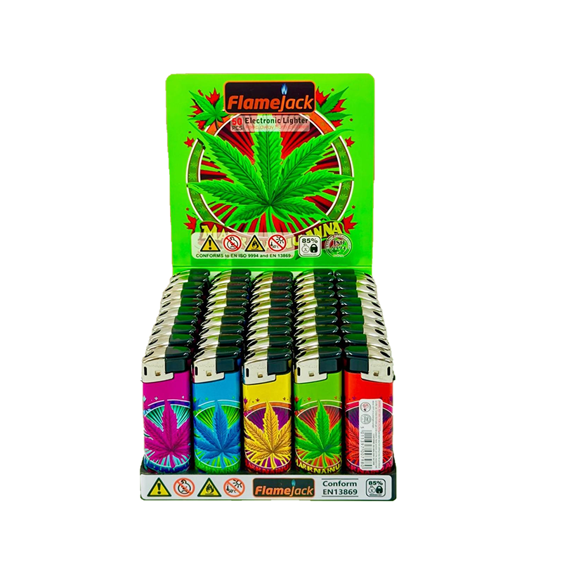 Flamejack Electronic Refillable Lighter Leaf Design 50pcs SM-0798