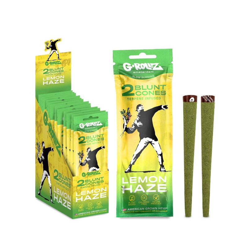 G-Rollz | Banksy's Graffiti - 2x 'Lemon Haze' Terpene-infused Cones (12 pack Display, 24 wraps)
