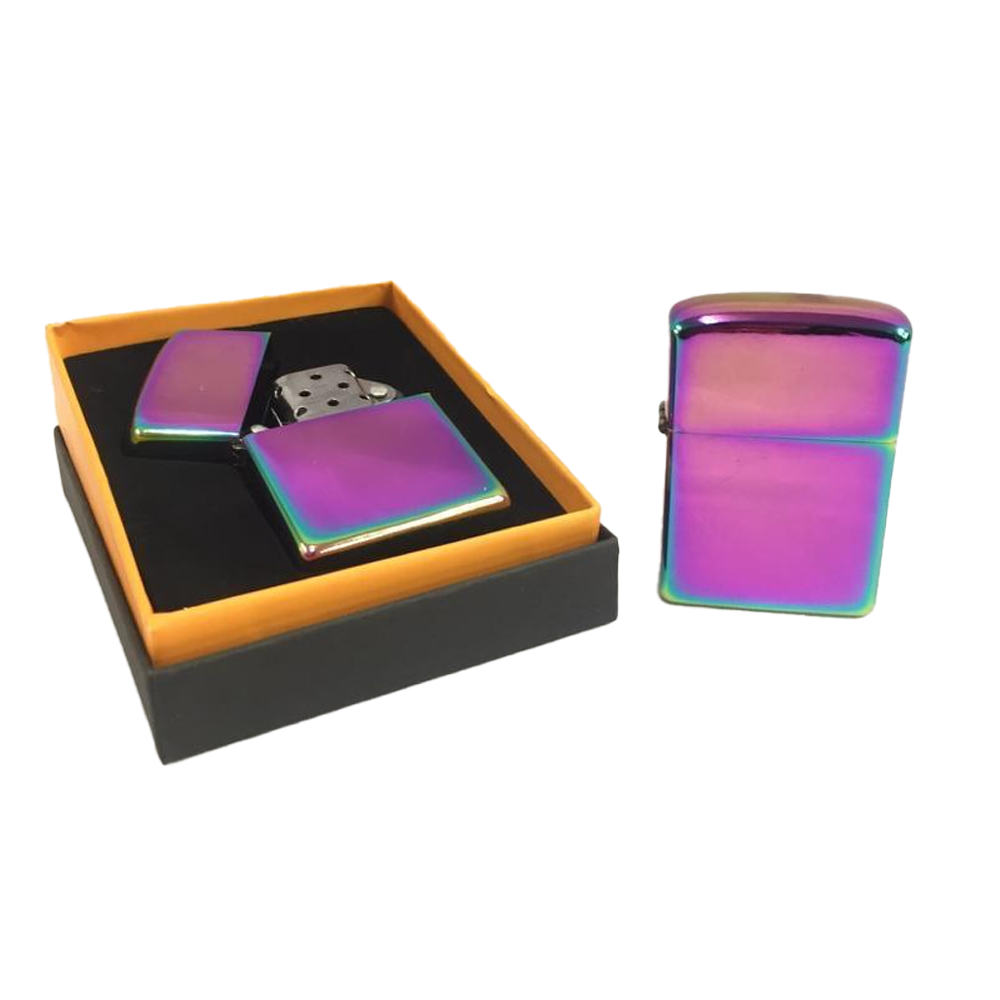Lighter Metal Rainbow Icy Petrol Lighter in Black Presentation Box