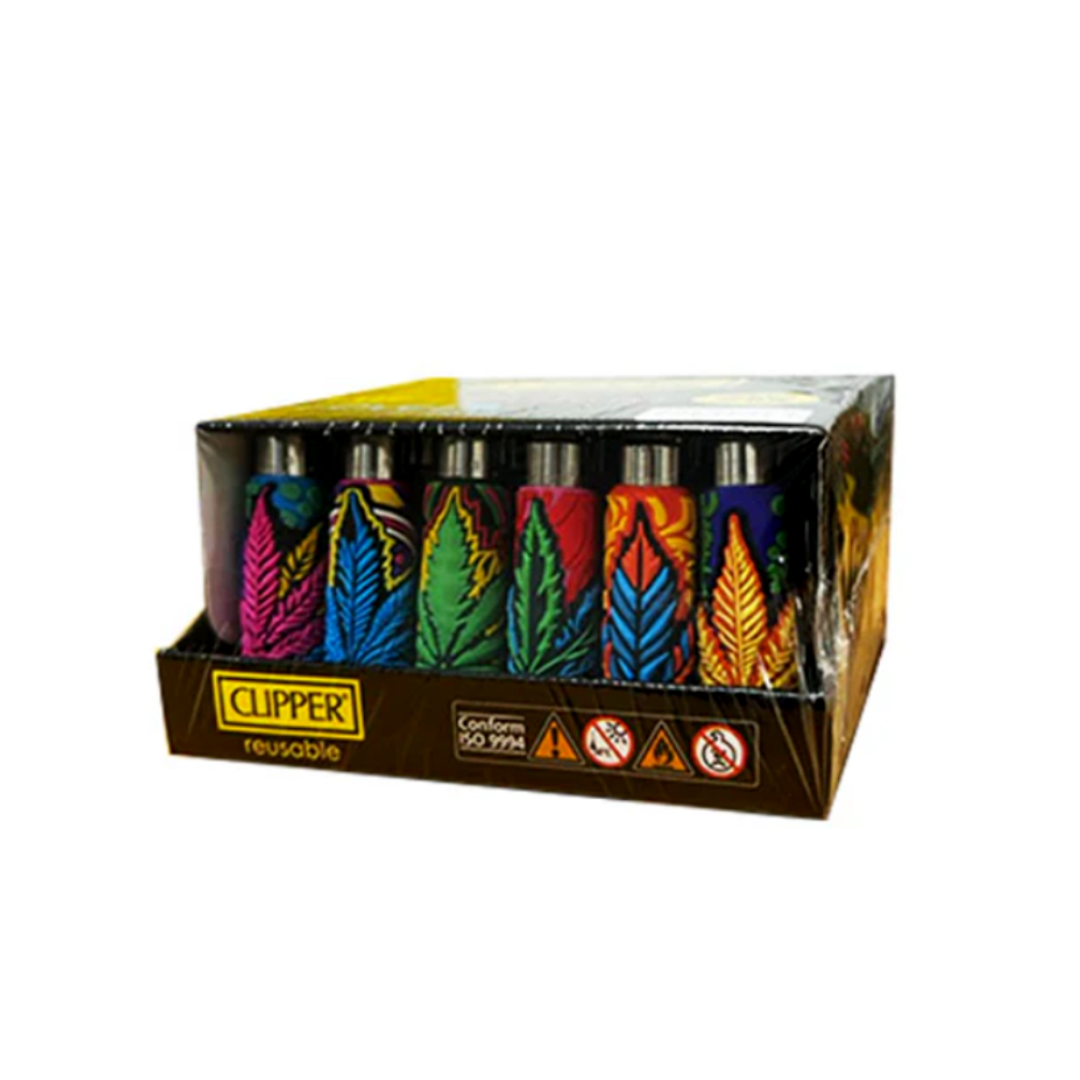 Clipper Pop Cover MIX LEAVES Lighter FCB5T005UKH x 30