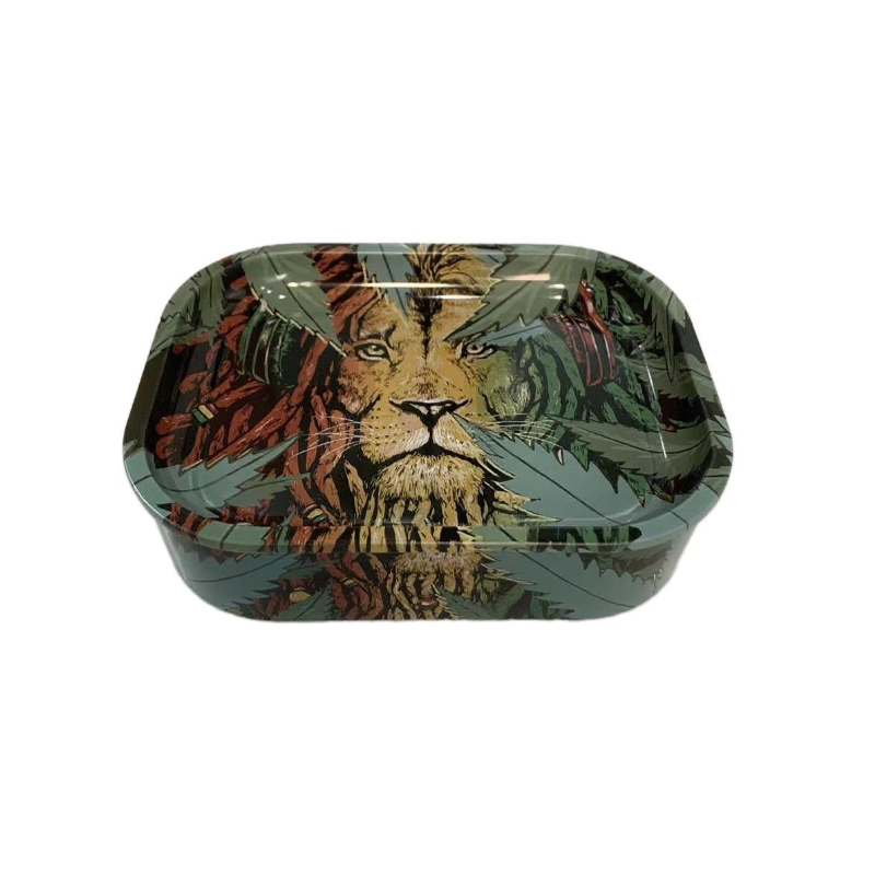 Lion Metal Rolling Tray With Storage Box Tin x 1