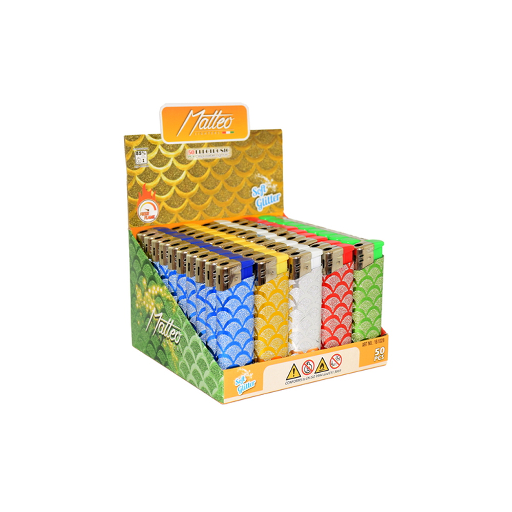 Matteo Electronic lighter Pattern 50 pack Glitter