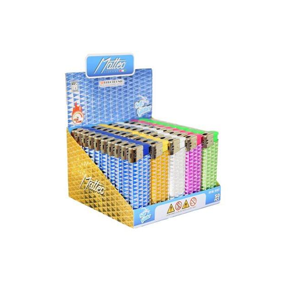 Matteo Electronic lighter Triangle Pattren 50 pack Glitter