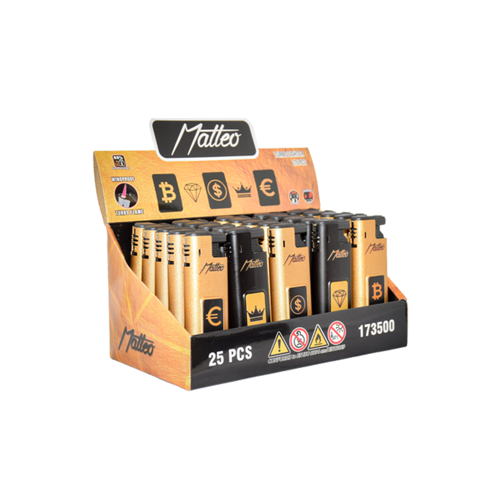 Matteo Turbo Windproof lighter Money 25 pack Metal Case