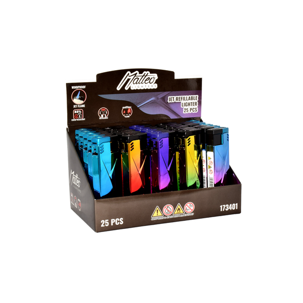 Matteo Turbo lighter Windproof Metal Aura 25 pack