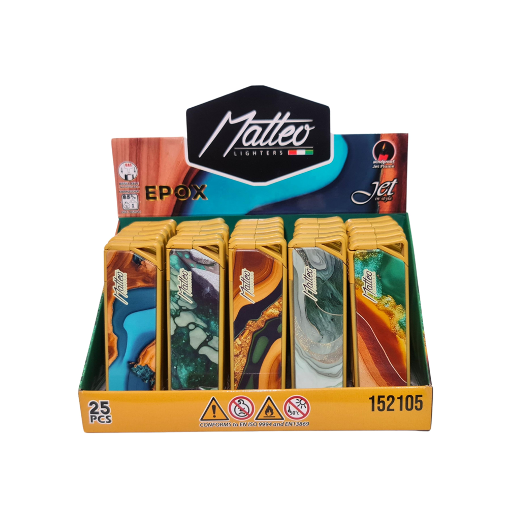 Matteo Jet in Style Lighter Epox Metal Windproof 25 pack