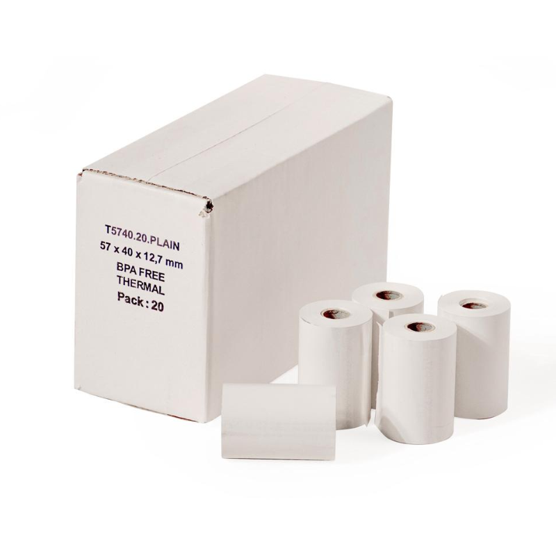 Card Machine Till Roll Thermal Paper 20 Rolls Pack 57 x 40 x 12,7mm