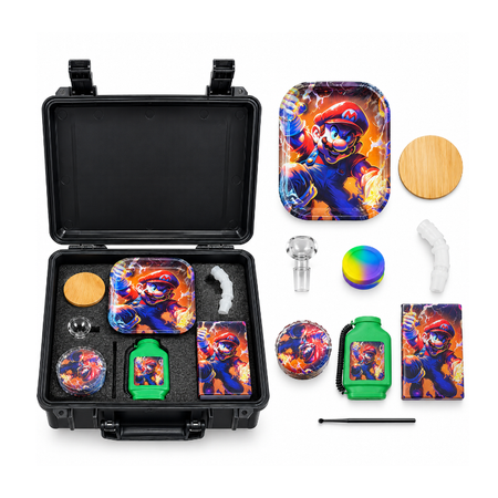 Premium Portable Smoke Kit Gift Set – Mario artwork Complete Travel Kit with Carrying Case & Accessories