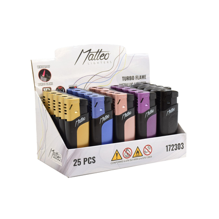 Matteo Metal Turbo Lighter Windproof 25 pack 172303