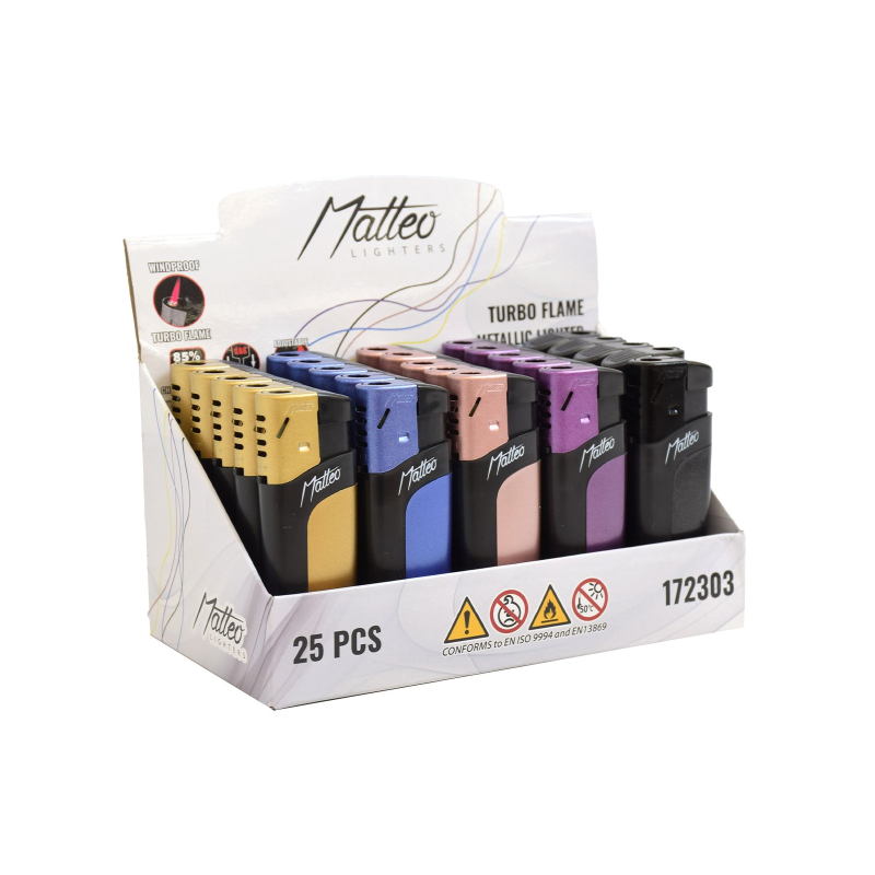 Matteo Metal Turbo Lighter Windproof 25 pack 172303