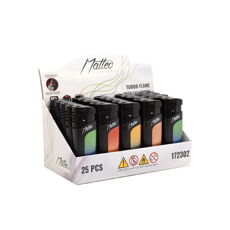 Matteo Metal Turbo Lighter Windproof 25 pack 172302