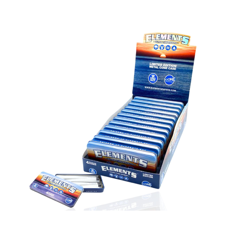 Exclusive Limited Edition ELEMENTS Metal Case + 4 Pre-rolled Cone - 12 pack per display