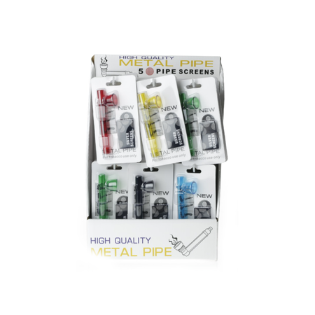 D&K 10cm Metal Pipe With 5 Silver Screen Assorted Colour x 24 SS-0453