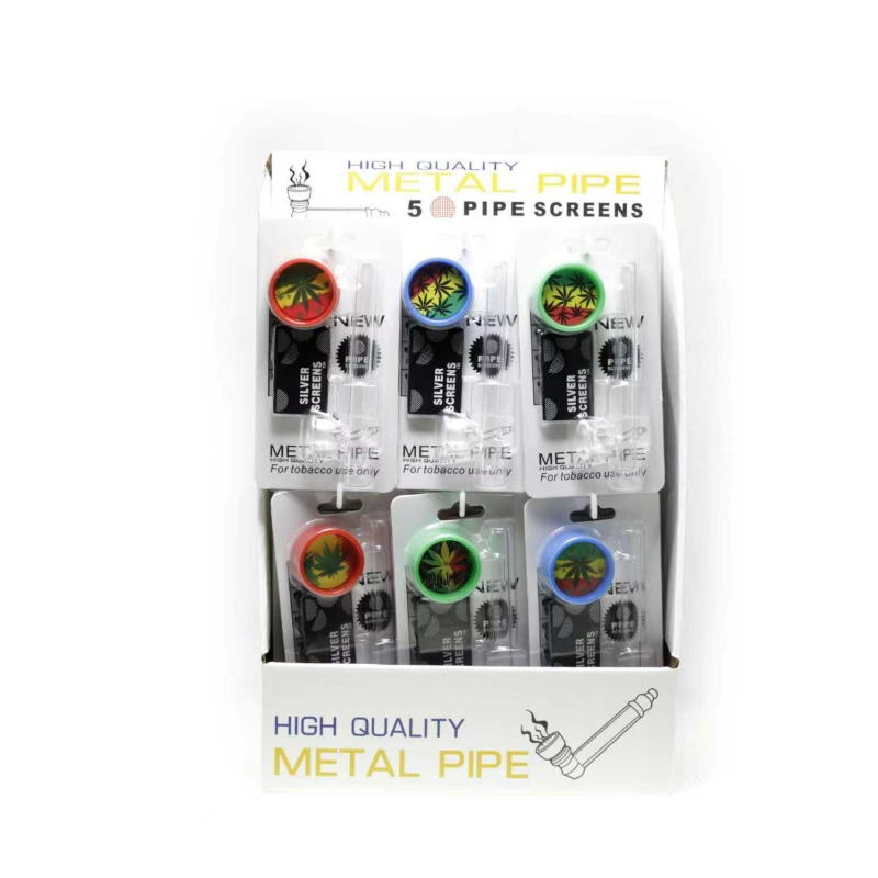 Clear Glass Pipe & Grinder & Screen x 24 pack