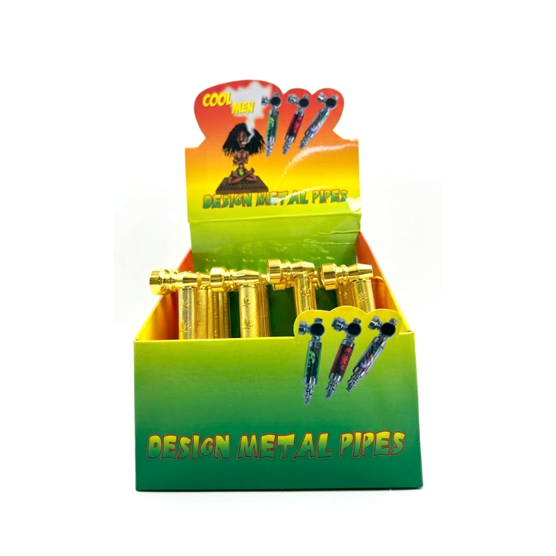 Cool Men Design Metal Smoking Pipe – Gold Finish 24 Display Box