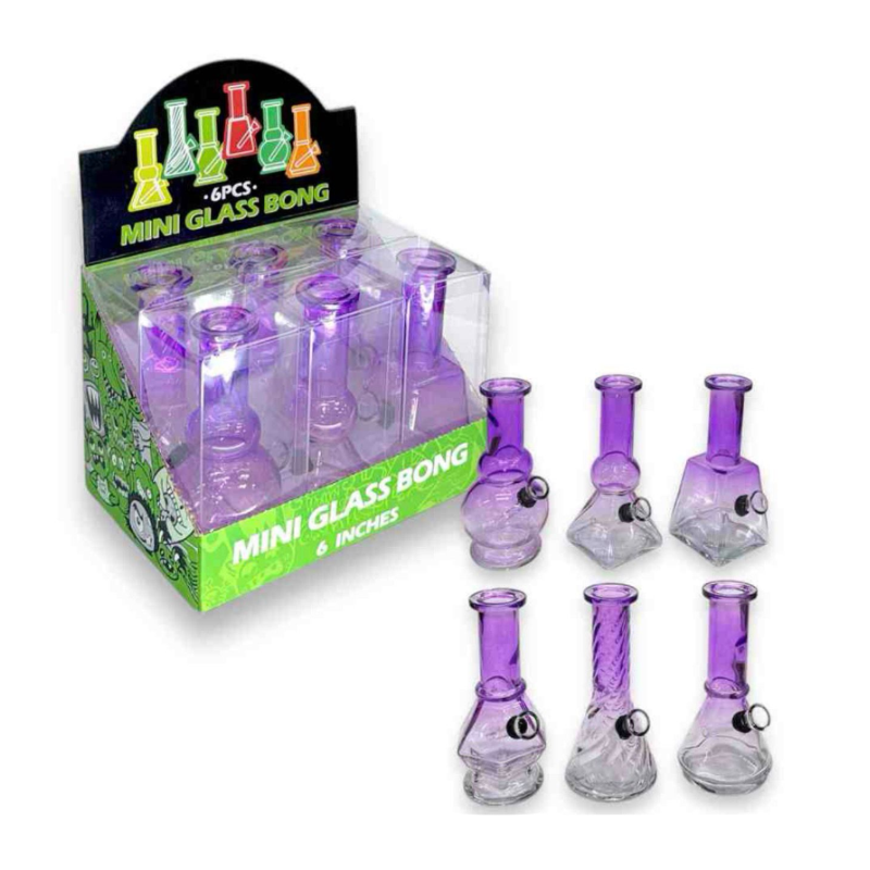 Mini Display Glass Bong 6inch Purple M60201 6 pack