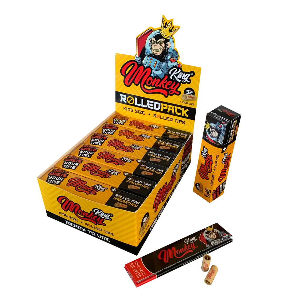 Clearance Monkey King King Size Slim Paper + Rolled Tips