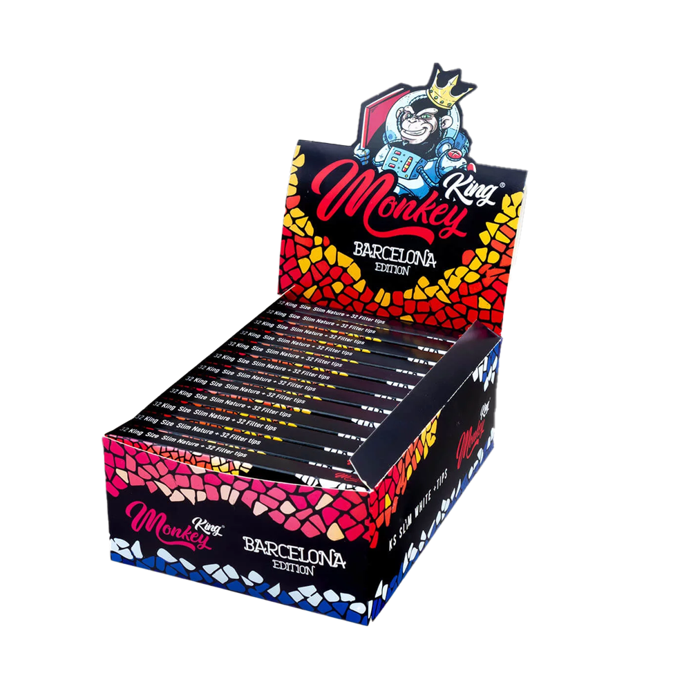 Clearance Monkey King King Size Slim Rolling Papers + Tips Barcelona Edition