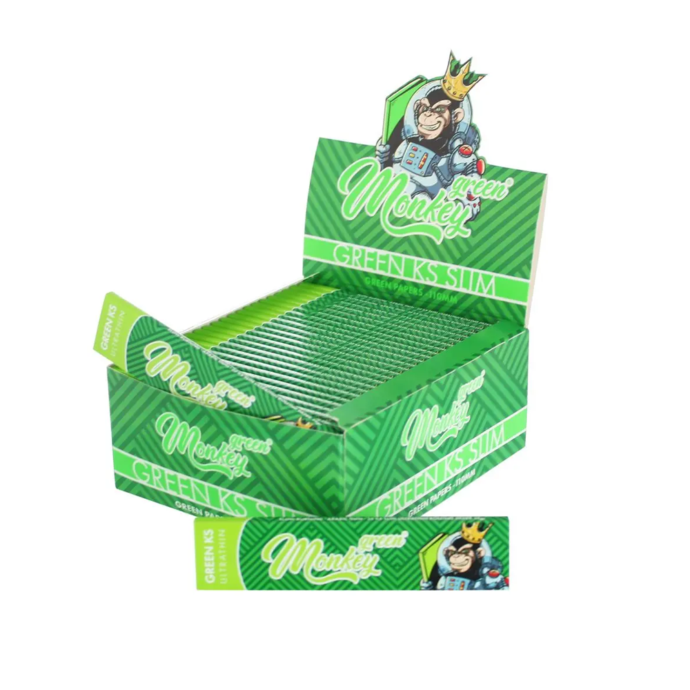 Monkey King King Size Green Ultra Thin Rolling Papers 50 pack