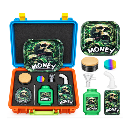 Premium Portable Smoke Kit Gift Set – skull-themed Complete Travel Kit with Carrying Case & Accessories