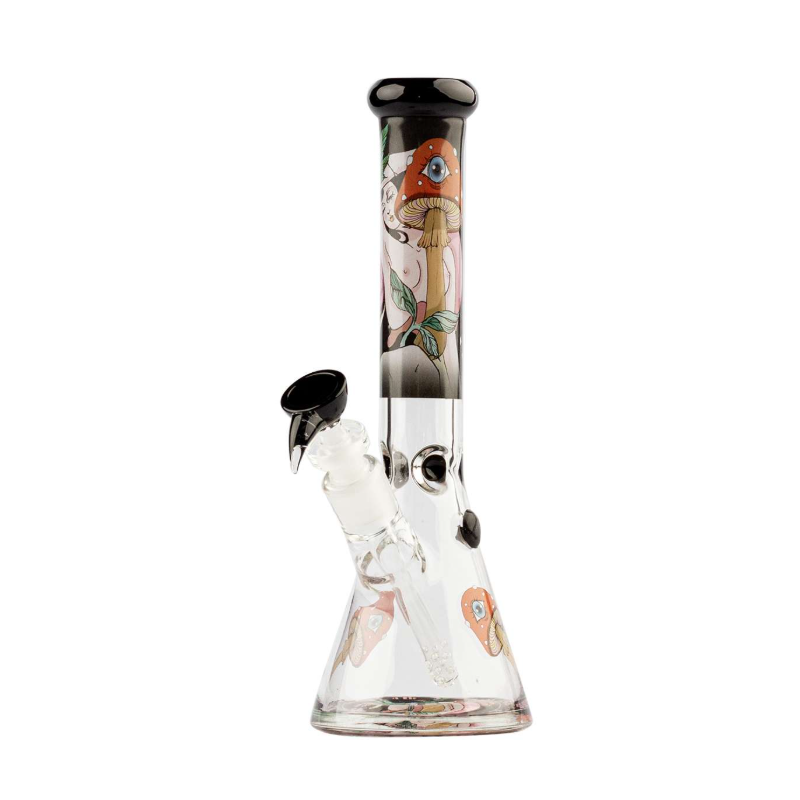 G-Rollz | 'Mushroom Lover' - Black Beaker Glass Bong H:30cm