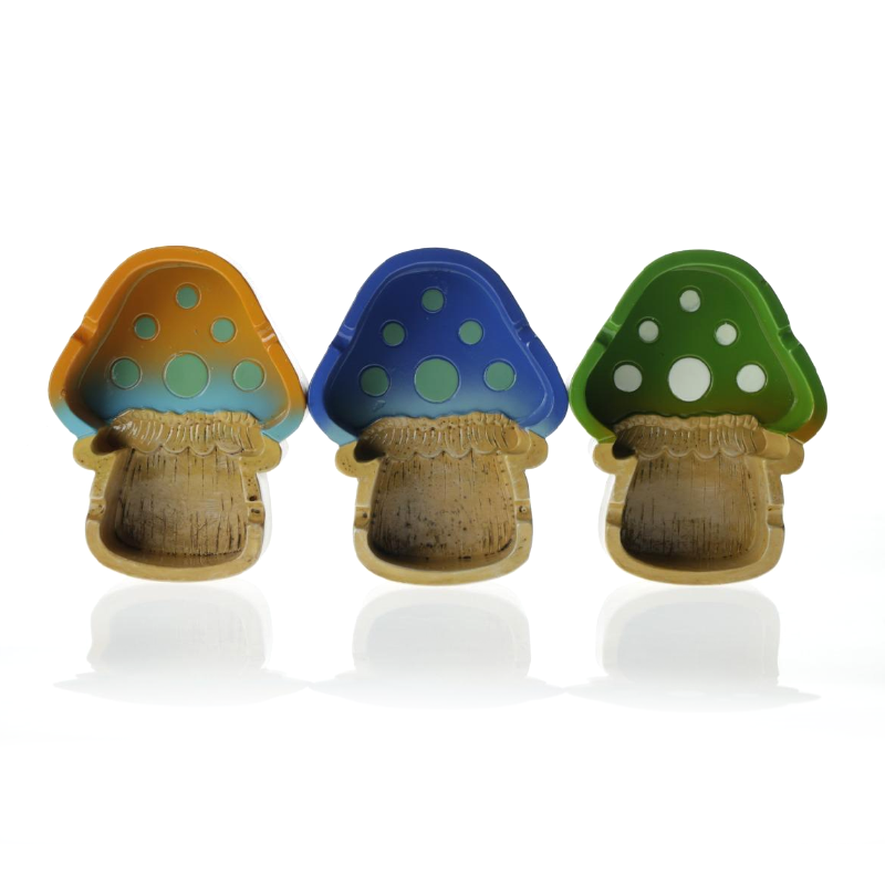 POLYSTONE ASHTRAYS - MUSHROOM MIXED COLORS 6PCS in Display Box SS-1603