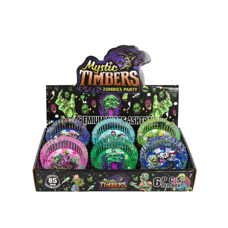 Premium Glass Ashtray Mystic Timbers Round – 85mm (6 Pack)