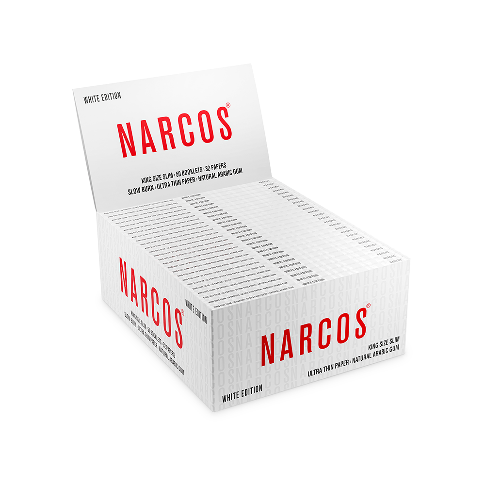 Narcos White Edition King Size Slim Rolling Papers 50pack