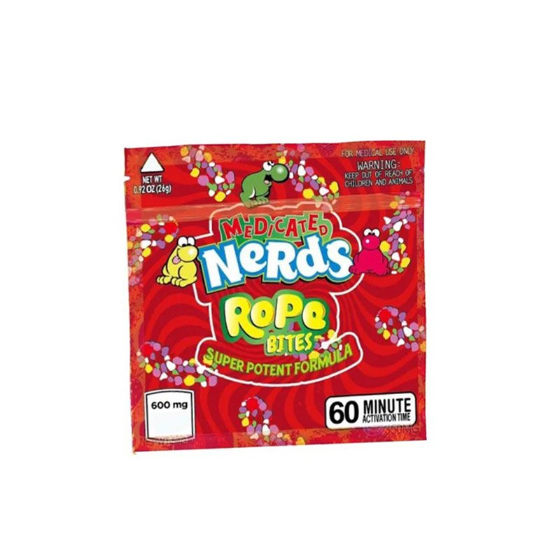 3.5g Nerds Rope Bites Red Mylar Bags x 100 bags (1 pack)