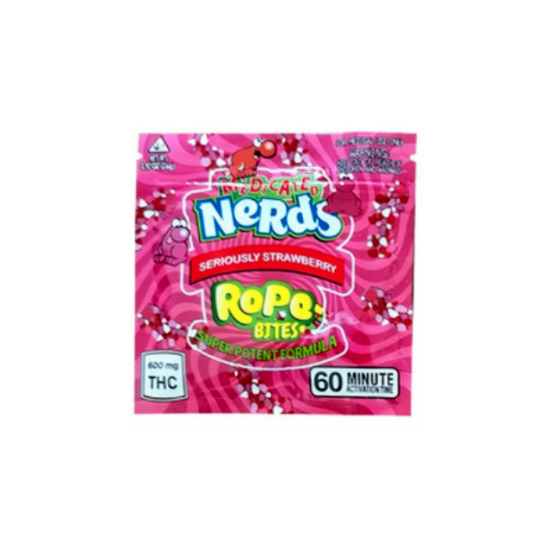 3.5g Nerds Rope Bites Pink Mylar Bags x 100 bags (1 pack)
