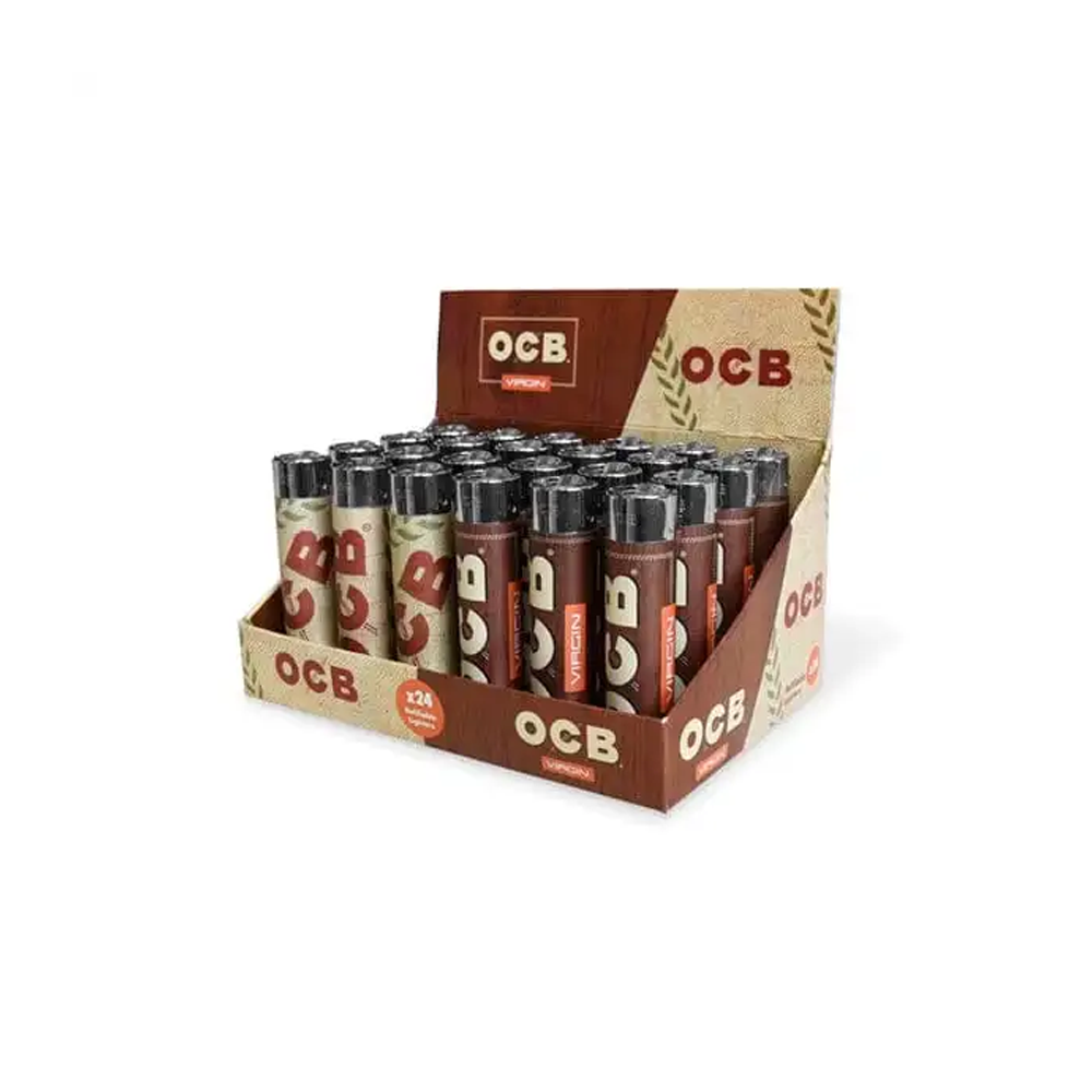 OCB Brown Round Electronic Refillable Lighter 24 pack
