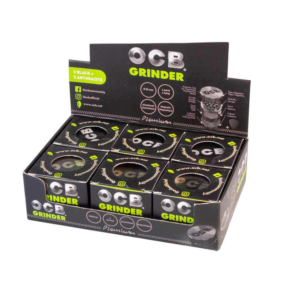 OCB Grinder High Quality Black Metal 50mm 4 part x 6