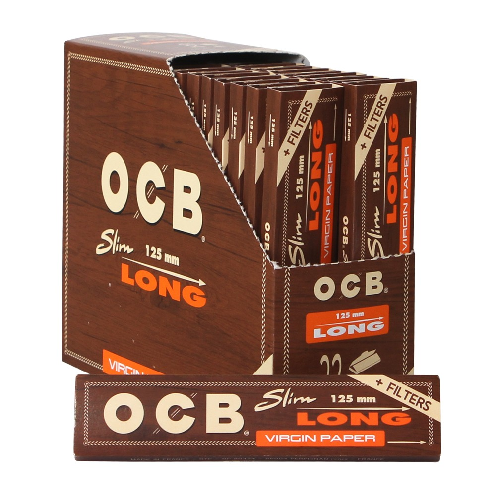 OCB Virgin Extra Long Rolling Paper 125mm+ Filter Tips 32 pack