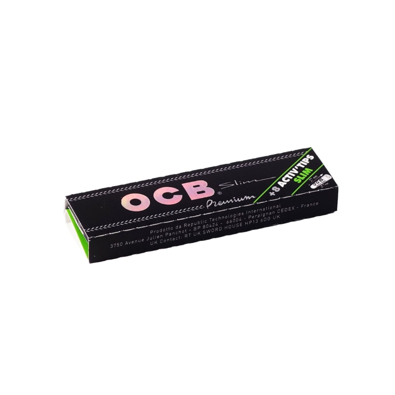 New OCB Premium King Size Slim 32 Papers + 8 Activ’Tips Combo Pack
