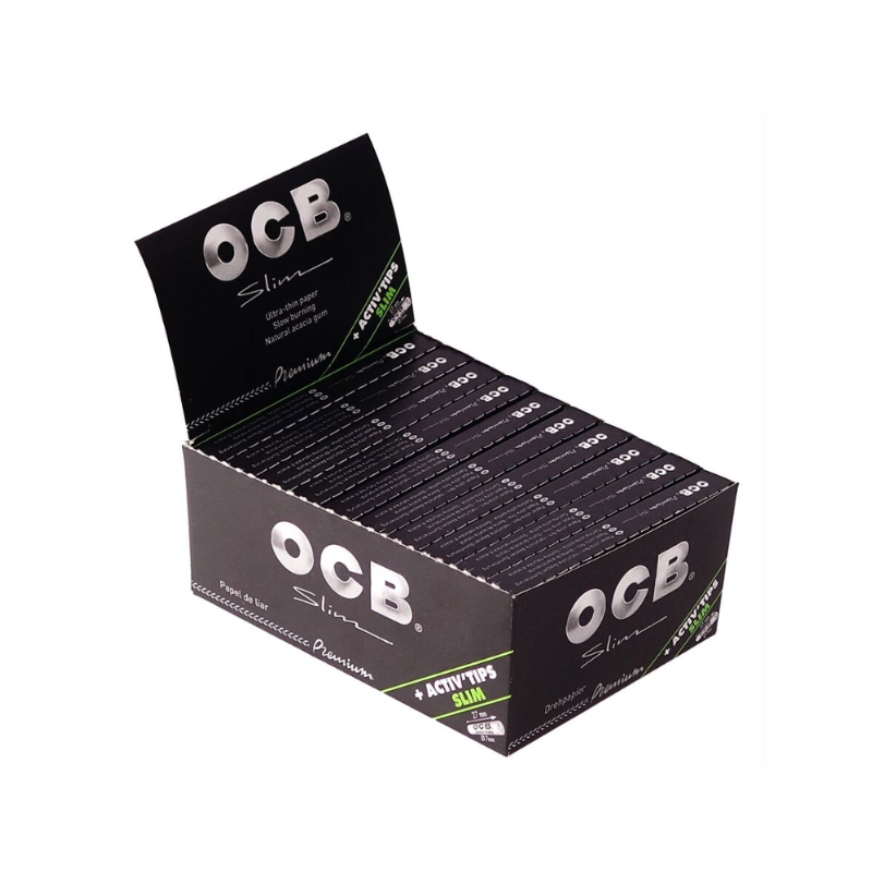 New OCB Premium King Size Slim 32 Papers + 8 Activ’Tips Combo Pack