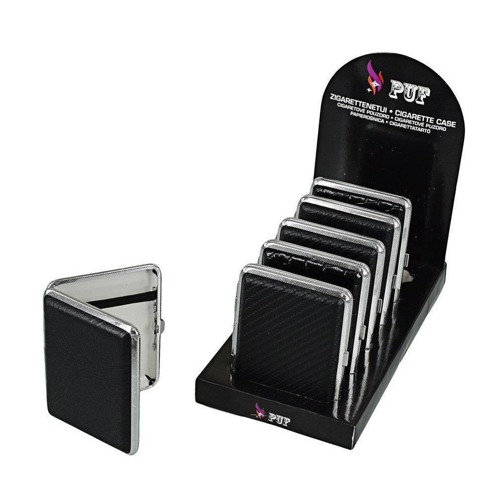 Puff Black Leather Cigarette Case Medium x 6