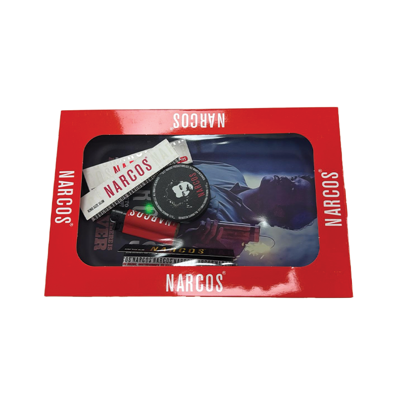 NARCOS ROLLING TRAY PABLO EDITION Gift Set  Medium 19cm x 29cm + Lighter / Grinder/ Kingsize Paper